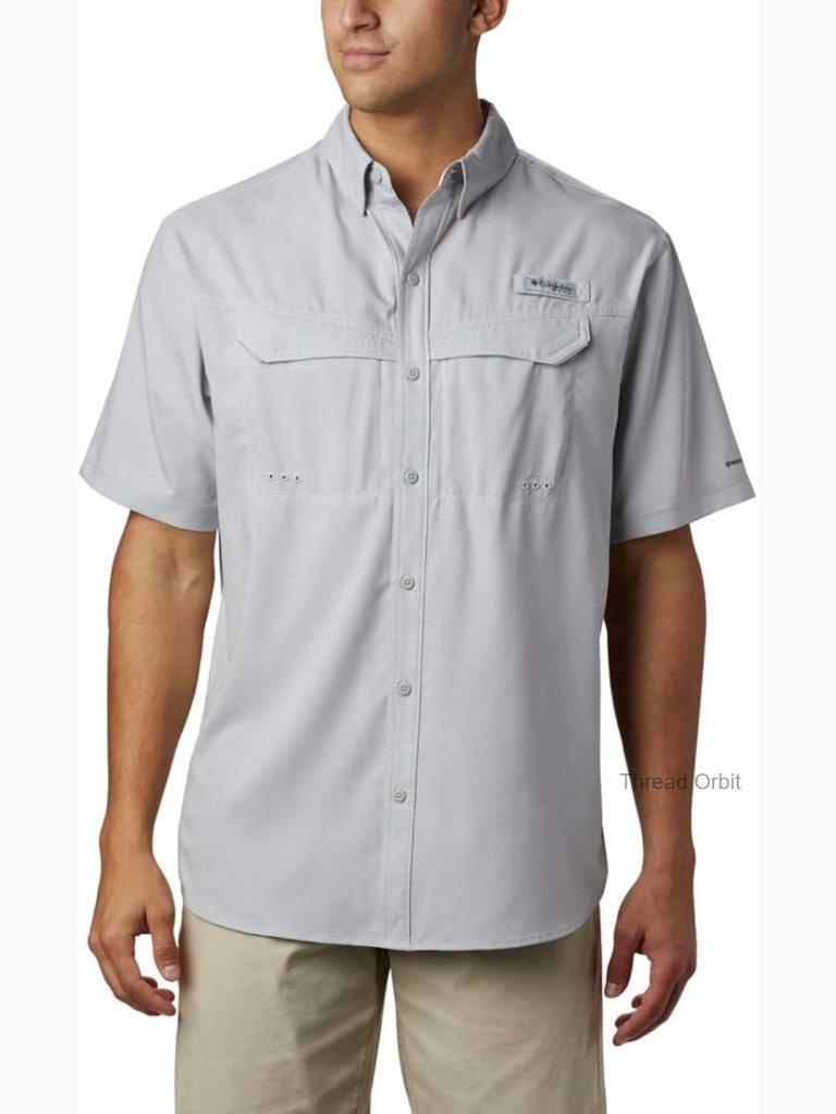 Short Sleeve Button Down Shirt With Uv Protection And Moisture Wicking